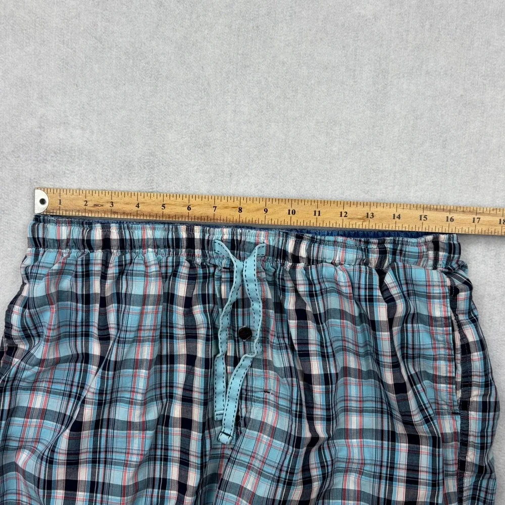 Tommy Bahama Pants Mens Large Blue Pink Plaid Cotton Pajama Sleep Lounge Pants L